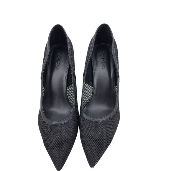 Open Edit Daria Black Mesh Pumps Pointed Toe Heels Shoes Size 9.5 - Picture 6 of 6